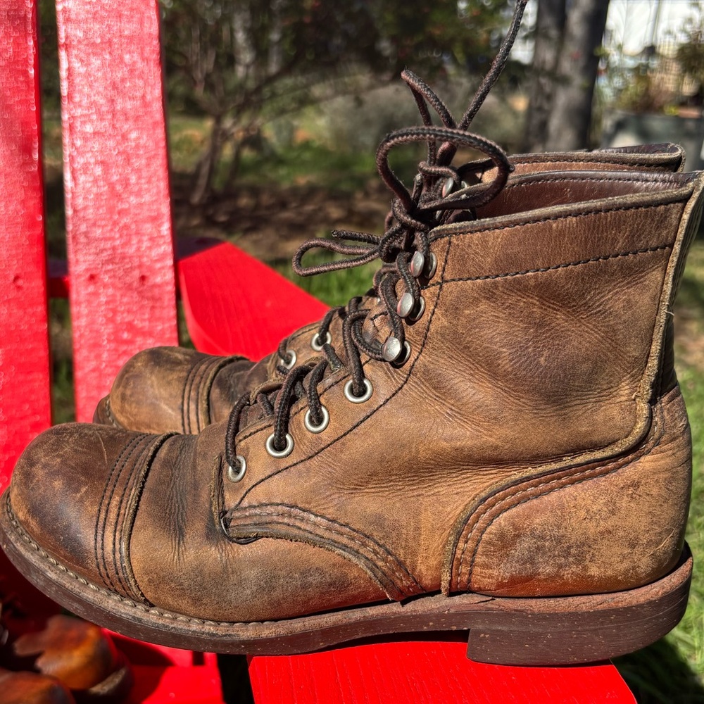 Red Wing Shoes Brown Leather Lace-Up Work Boots - Picture 2 of 6